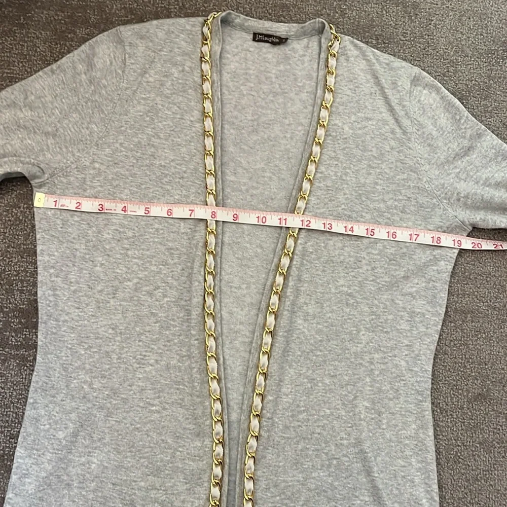 J. McGlaughlin Gray Cotton Blend Gold Chain Detail Cardigan Size Small - Picture 4 of 8